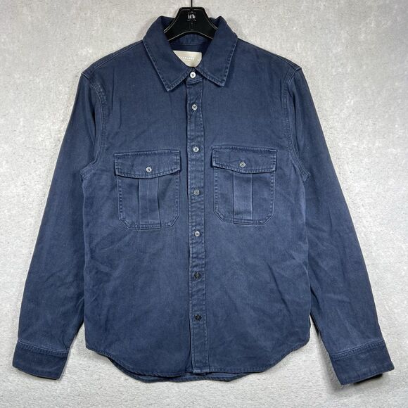 Everlane Button Up Over-Shirt Boxy Fit Navy Blue 100%Tencel Lyocell Women’s XS - Picture 1 of 10